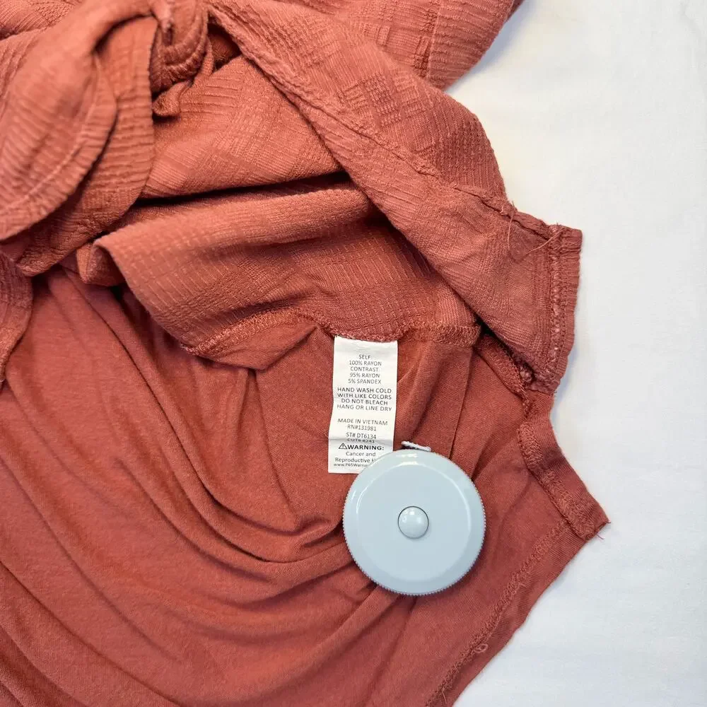 Naif Font-Tie Blouse Brick Red Terracotta Women’s Large Boho Peasant Utility - Picture 6 of 14